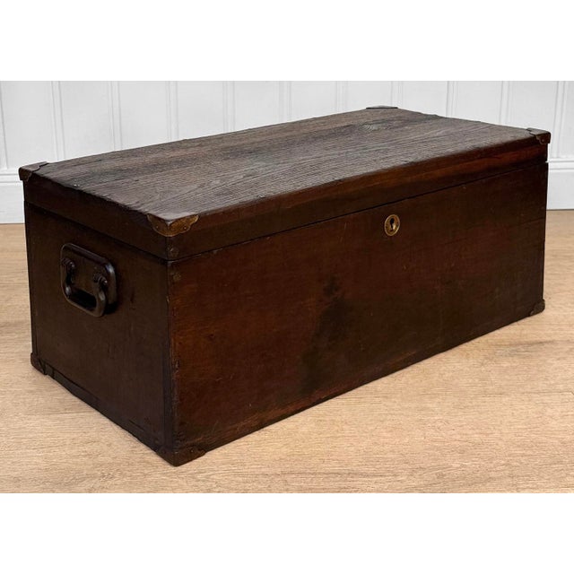 Farmhouse Antique Large Primitive Wood Machinist Chest Tool Box For Sale - Image 3 of 13