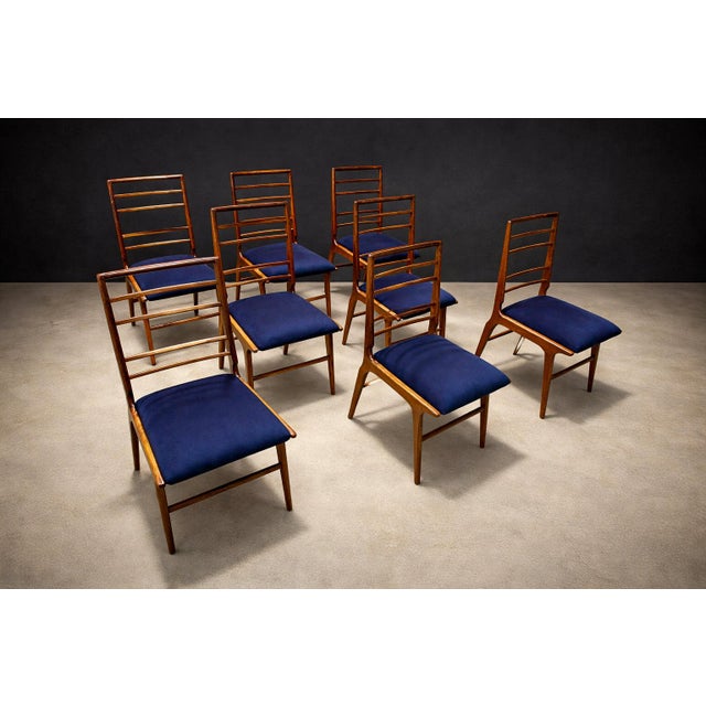 Giuseppe Scapinelli Set of Eight Dining Chairs in Caviuna Wood & Fabric, Giuseppe Scapinelli, 1950s - Lot 685 For Sale - Image 4 of 14