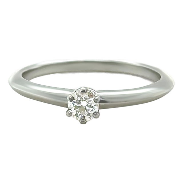 Tiffany & Co. Platinum Diamond Engagement Ring 0.18ct 3.6g, Size 6.75 For Sale