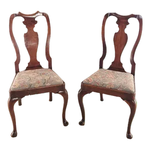 Pair of Walnut Queen Anne Chairs, England Circa 1710