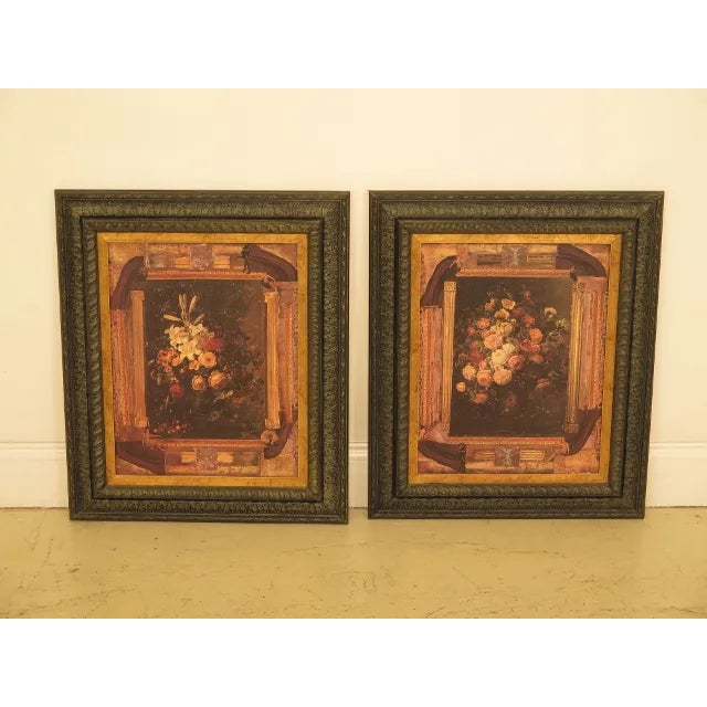 Textile Framed Floral Painting Transfers on Canvas - a Pair For Sale - Image 7 of 7