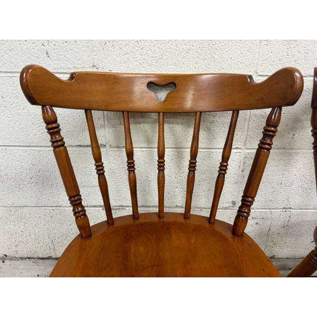 Late 20th Century Vintage Tell City Hard Rock Maple Dining Side Chairs - Pair For Sale - Image 5 of 10
