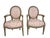 Early 20th Century Louis XVI Style Grey Painted Armchairs in Pink and White Ikat Upholstery - A Pair For Sale In Boston - Image 6 of 18