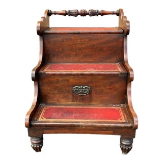 Antique English Bed Steps, Commode. Side Table For Sale