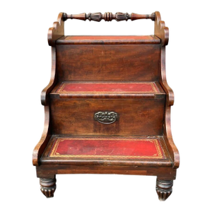 Antique English Bed Steps, Commode. Side Table