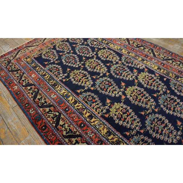 Tribal 1900s Navy Blue Antique Paisley Boteh Tribal Malayer Hallway Runner Rug For Sale - Image 3 of 6