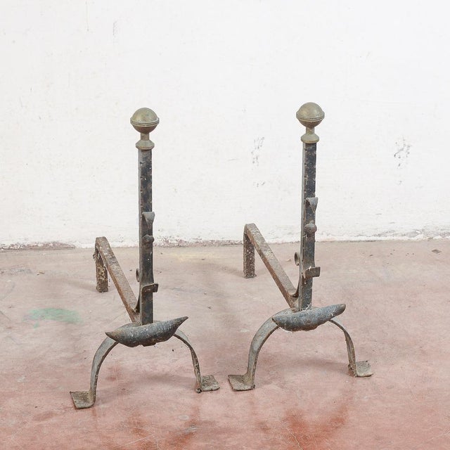 Cast Iron Fireplace Andirons, Set of 2 For Sale - Image 4 of 7