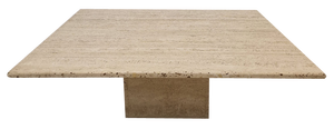 Italian Square Coffee Table in Travertine, 1980s