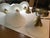 2000 - 2009 Stiffel Tulip Torchiere Floor Lamp, Matching Hanging Lights 3 & Sconces 3 For Sale - Image 5 of 7