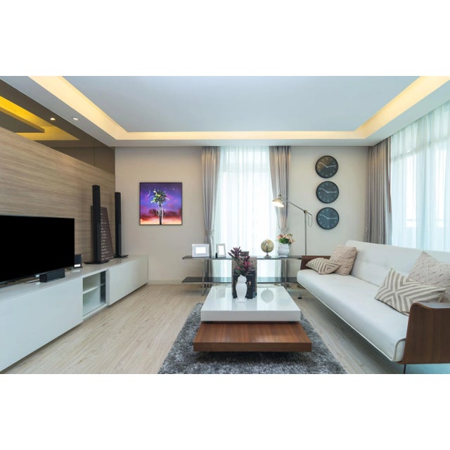 Contemporary Purple Sunset Landscape Palm Tree Artwork by Pete Kasprzak "Hermosa Single Palm" For Sale - Image 3 of 10