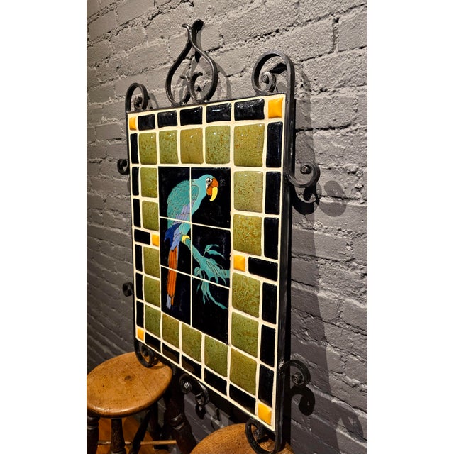 Catalina & Malibu Tile Mosaic W/ Parrot Bird Motif -Framed in Wrought Iron For Sale - Image 4 of 15