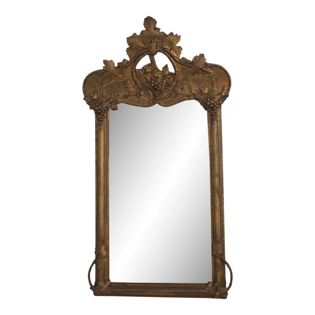Antique Victorian Gold Gilt Grapevine Carved Mirror For Sale