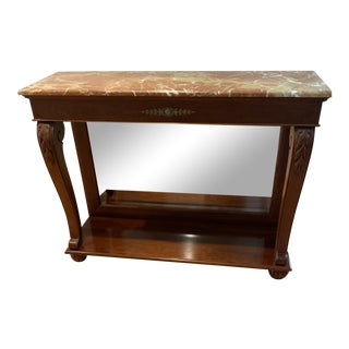 Ethan Allen Marble Top Console Table For Sale