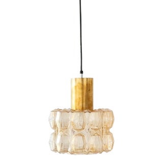 Mid Century Amber Diamond Glass Pendant by Helena Tynell for Limburg, Germany, 1960s For Sale