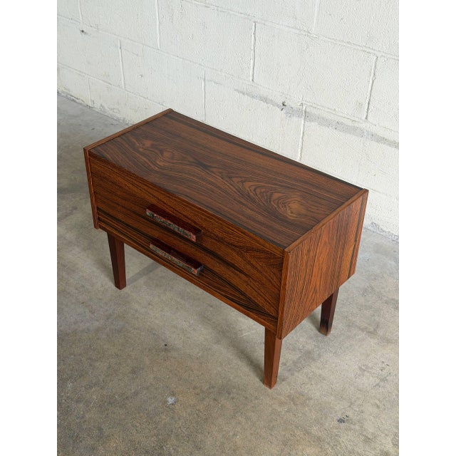 Brown Rosewood Small Dresser Wooden Nightstand Compact Dresser Mid-Century Modern 1960s For Sale - Image 8 of 9
