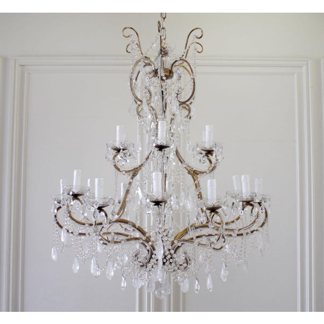 Antique Reproduction Italian Chandelier With Rock Style Crystals For Sale - Image 10 of 10