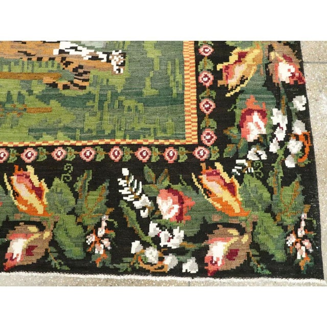 Galerie Shabab Collection Mid-20th Century Handmade Russian Bessarabian Pictorial Tiger Accent Rug For Sale - Image 9 of 10