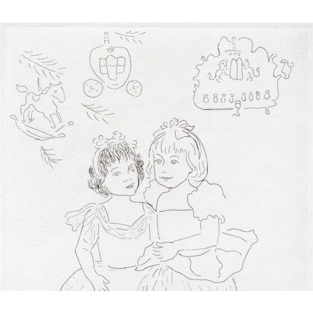 Figurative Etching of Two Girls in Gowns, Line Drawing by Dorian Krausz For Sale - Image 4 of 6