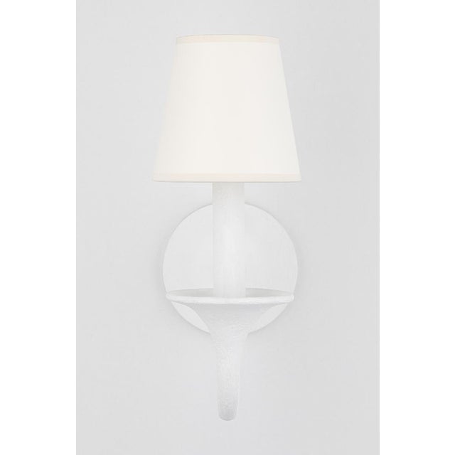 Transitional Mark D. Sikes 1 Light Windsor Wall Sconce, White Plaster For Sale - Image 3 of 6