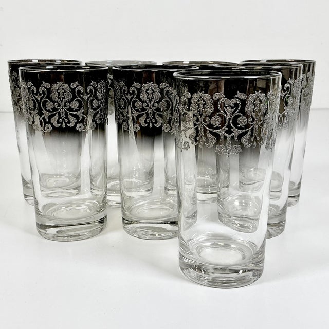 1970s Vintage Hollywood Regency Dorothy Thorpe Style Ombré Embossed Glassware Set - 10 Pieces For Sale - Image 9 of 15