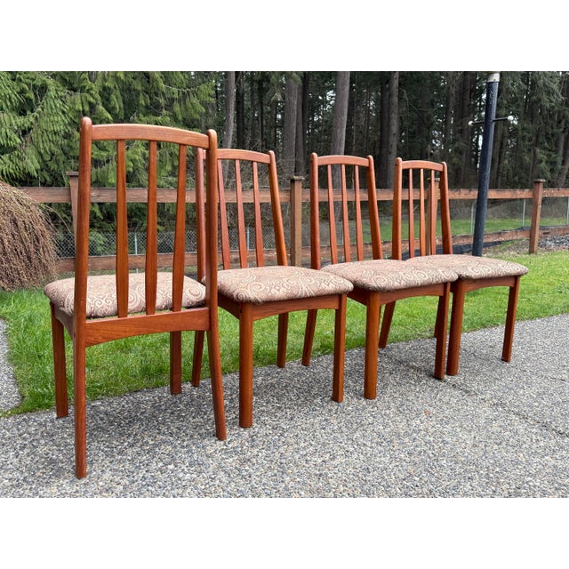 Copper 1980s Koda Woodcraft Danish Modern Teak Slat Back Side Dining Chairs -4 For Sale - Image 8 of 8