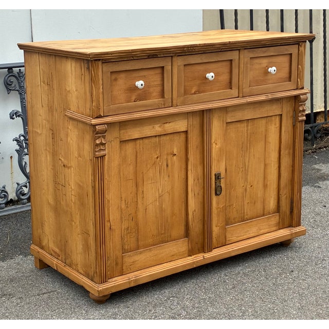 Pine Two Door Three Drawer Dresser Base For Sale - Image 4 of 15