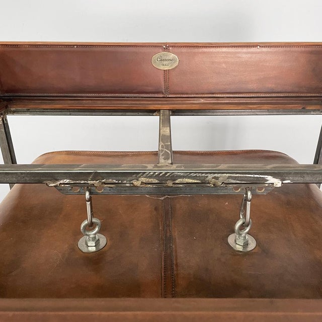 Italian Modern Wardrobe in Brown Leather and Metal, 1980s For Sale - Image 11 of 18