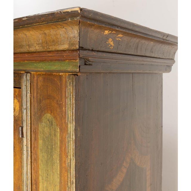 Orange Late 18th Century Swiss Painted Wedding Pine Armoire For Sale - Image 8 of 18