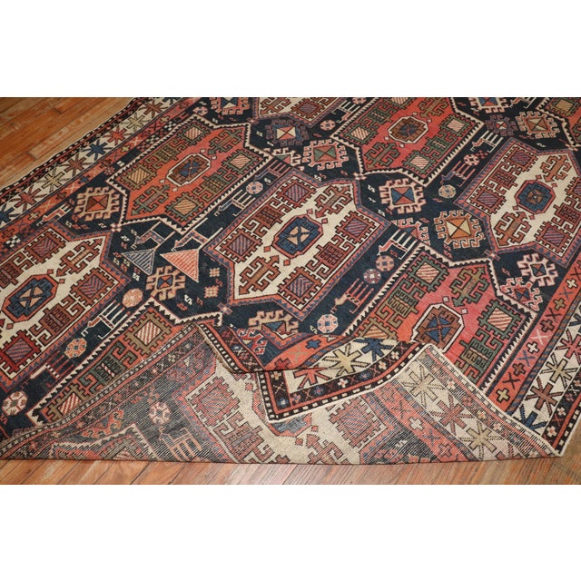 Large Antique Zabihi Collection Caucasian Tribal Rug For Sale - Image 10 of 12
