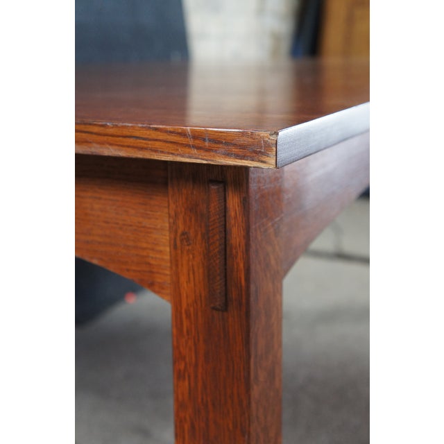 Wood Late 20th Century Stickley Mission Arts & Crafts Quartersawn Oak Harvey Ellis Dining Room Table For Sale - Image 7 of 17
