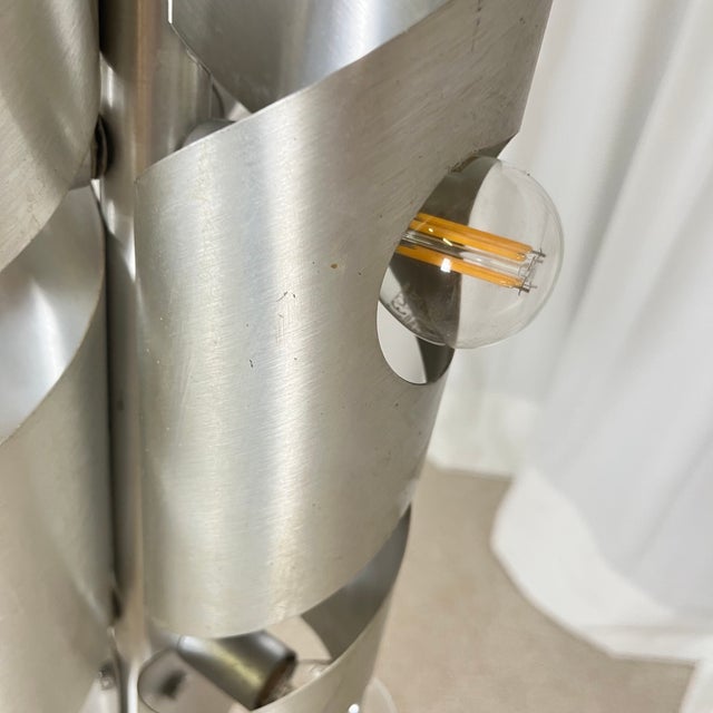 Space Age Brushed Aluminum Floor Lamp, 1970s For Sale - Image 12 of 17
