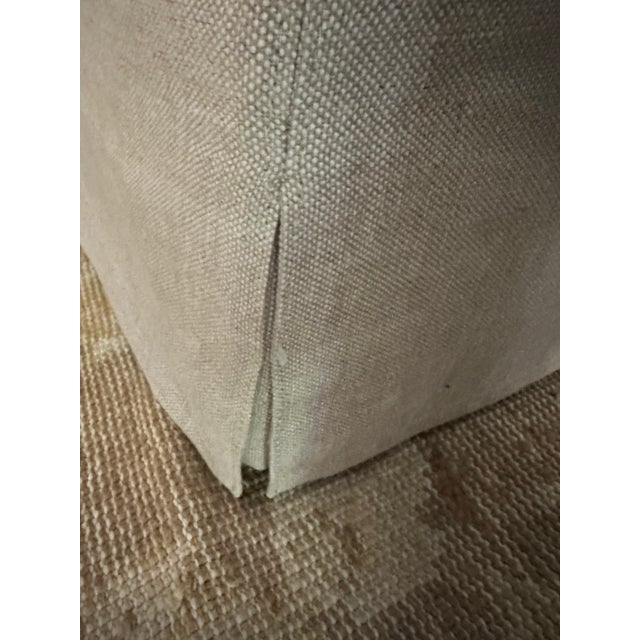 Traditional Restoration Hardware Belgian Slipcovered Slope Arm Bench-Cushion Sofa in Sand Performance Linen, 7ft (Pair Available) For Sale - Image 3 of 14