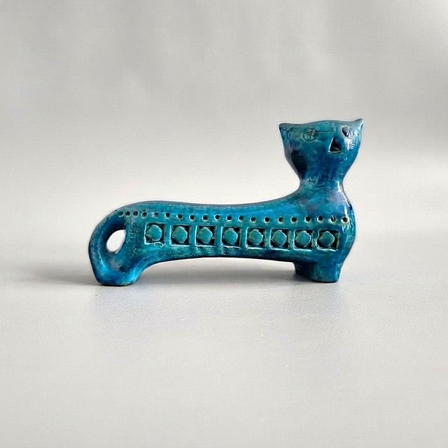 Ceramic Rimini Blu Cat Figurine by Aldo Londi for Bitossi, 1960s For Sale - Image 7 of 9