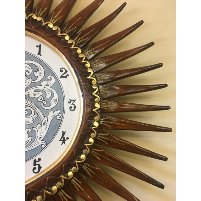 1980s Italian Wood Wall Swacth Clock Handcrafted From Tuscania For Sale - Image 6 of 11