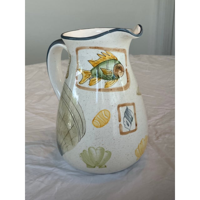 Ceramic Vintage Decorative Pitcher With Seaside Motif For Sale - Image 7 of 7