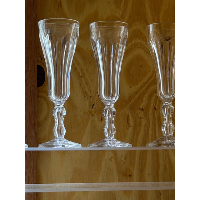 Vintage Crystal Champagne Flutes, France, 1920s, Set of 8 For Sale - Image 9 of 18