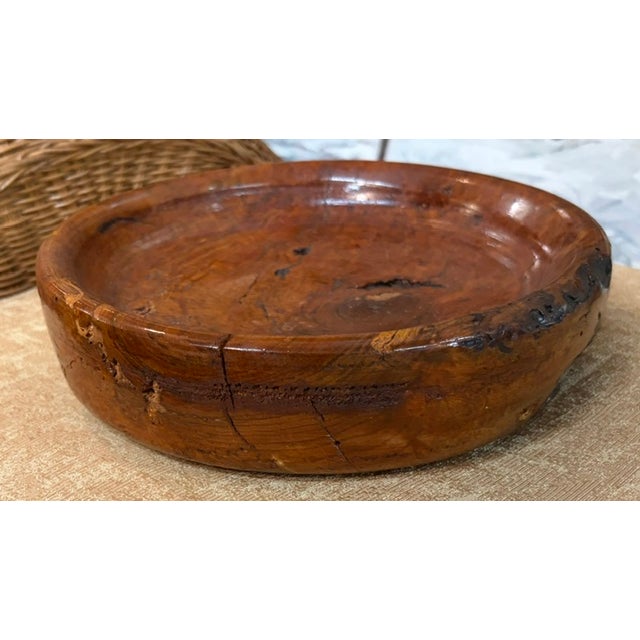 Mid 20th Century Hand Carved Burl Wood Bowl For Sale - Image 4 of 5