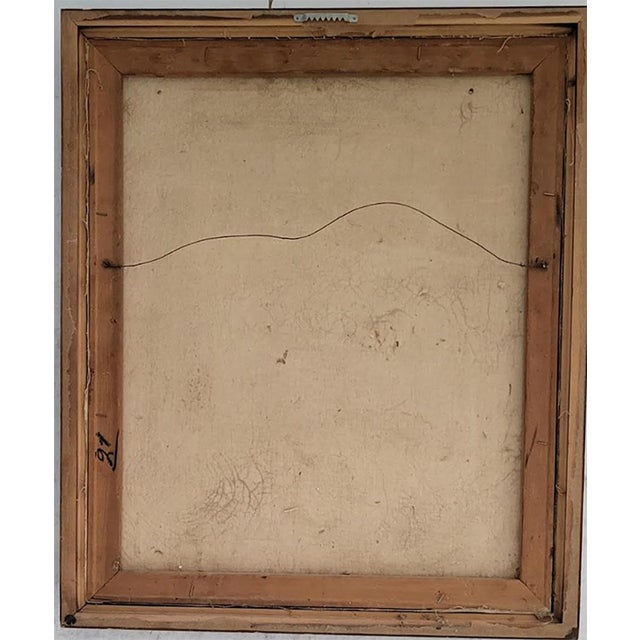 Vintage Oil Painting Three Peasant Women in Native Dress Having a Conversation For Sale - Image 4 of 4