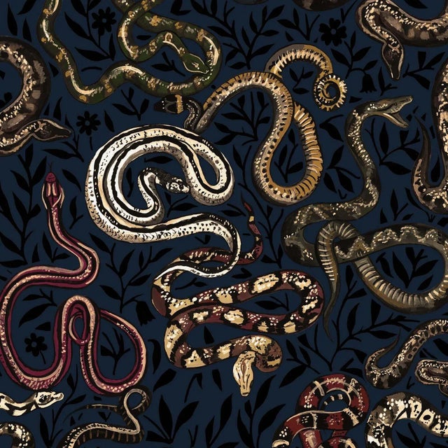 House of Hackney Snakes & Adders Wallpaper - Black For Sale