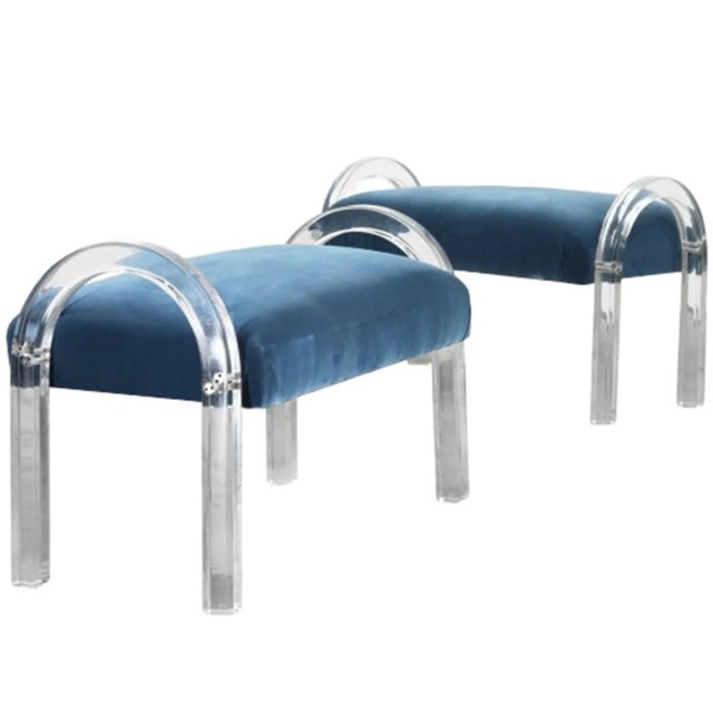 1970s 1970s Lucite Arched Benches by Charles Hollis Jones - A Pair For Sale - Image 5 of 5