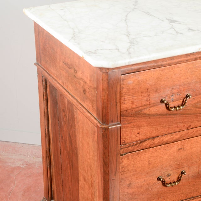 Three-Drawer Walnut Chest of Drawers with White Marble Top, 1800s For Sale - Image 15 of 18