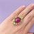 Bochic “Orient” Vintage Natural Ruby & Orange Sapphire Ring Set In 18K Gold & Silver For Sale - Image 4 of 8