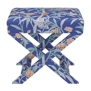 Scalamandre X Bench in Lapis Lanai For Sale