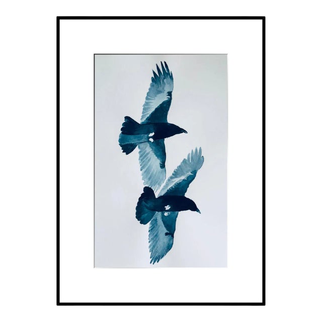 "Flight 9" Framed Contemporary Abstract Bird Ink Drawing For Sale