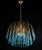 Vintage Gold Rain Chandelier with Handmade Murano Glass Blue Drop, Italy, 1960 For Sale - Image 3 of 13