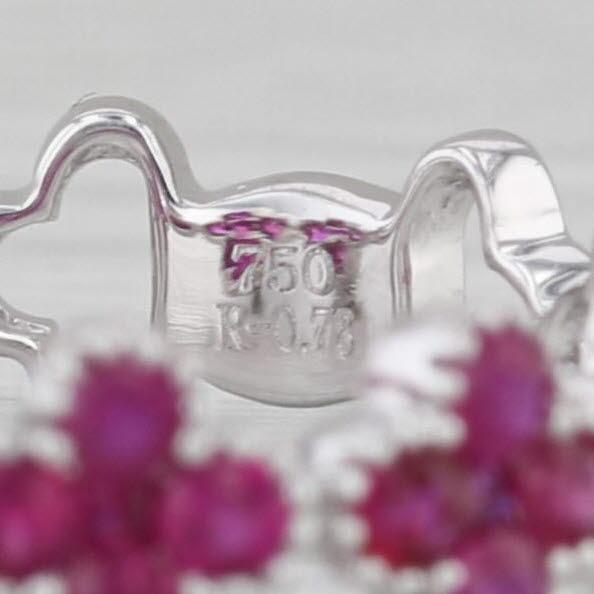 2010s 0.78ctw Ruby Flower Ring 18k White Gold Stackable Size 6.5 Band For Sale - Image 5 of 8