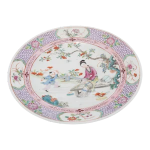 Chinese Famille Rose Plate With Garden Scene, C. 1900