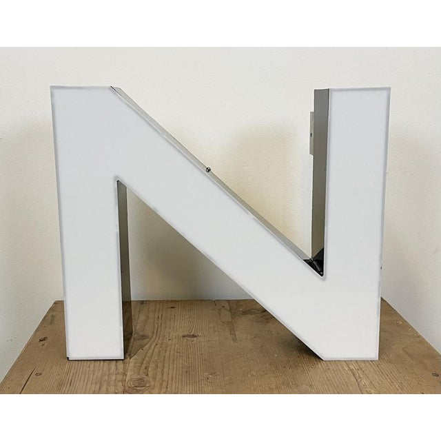 Metal Large Vintage Illuminated Letter N, 1980s For Sale - Image 7 of 14