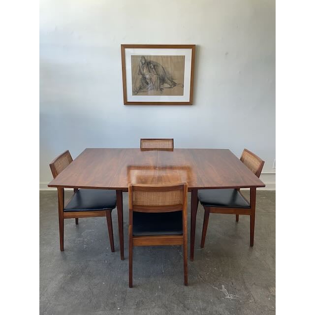 Mid Century Walnut and Cane Dining Set For Sale - Image 13 of 16