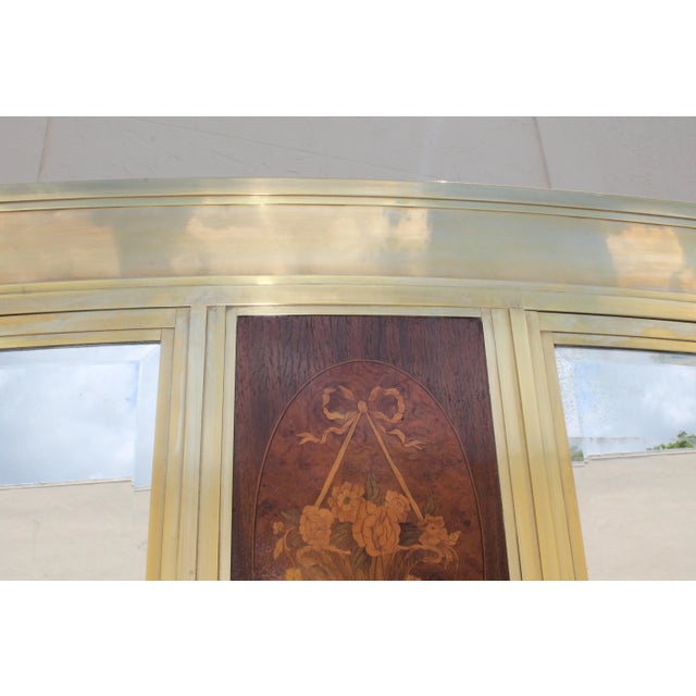 French Art Deco C. 1920s Solid Brass Armoire / Wardrobe - Mirrored With Palisander & Exotic Wood Inlay For Sale - Image 4 of 13